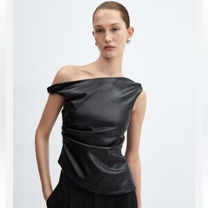 New Mango Leather Top